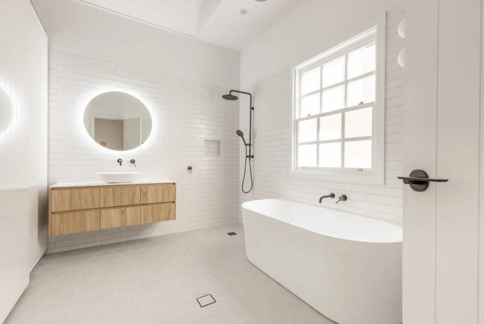 Bathroom with freestanding bath